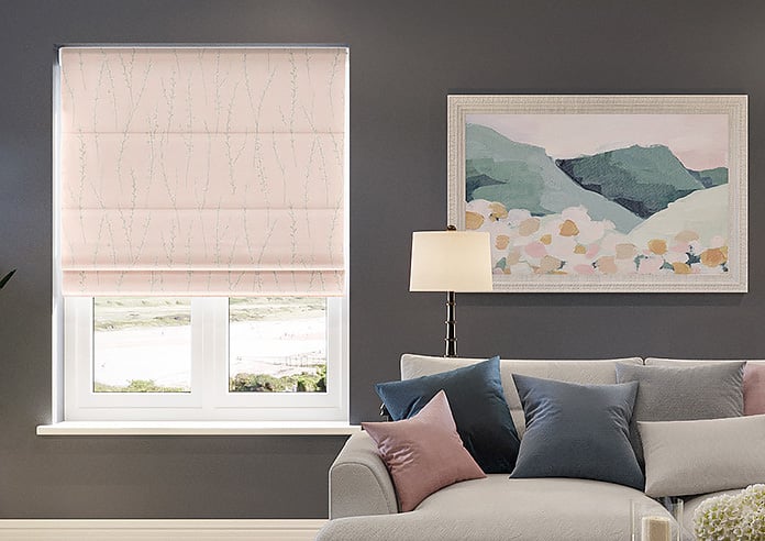 Willow Field, Pastel Pink - Motorised Roman Blind - Image 3